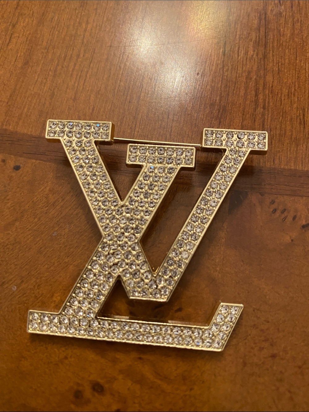 Gold Crystal Initial Brooch Pin - Designer Style